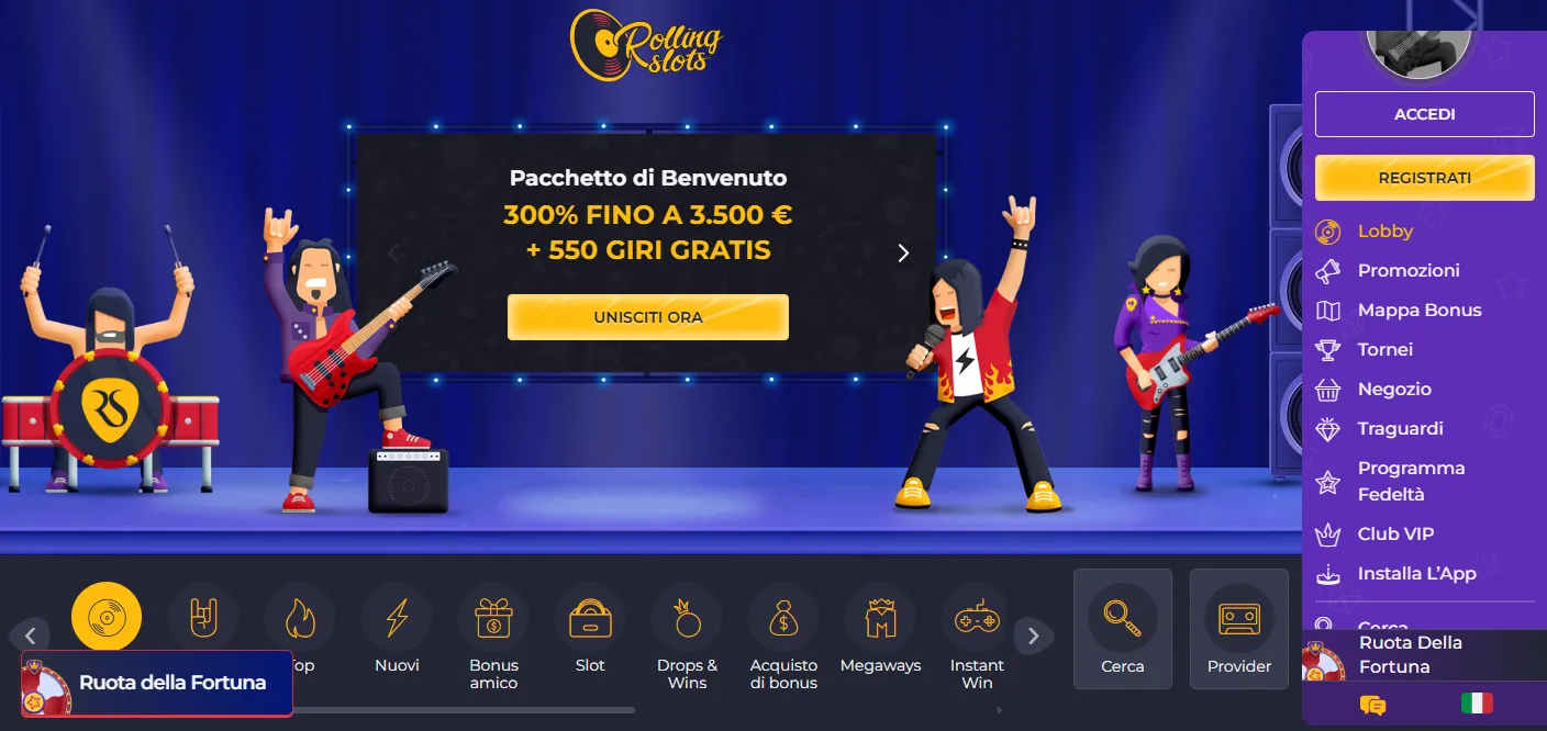 Rolling Slots poker non AAMS bonus benvenuto